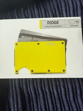 NIB RIDGE Hyper Lime Slim RFID Money Clip Wallet - HYPER LIME